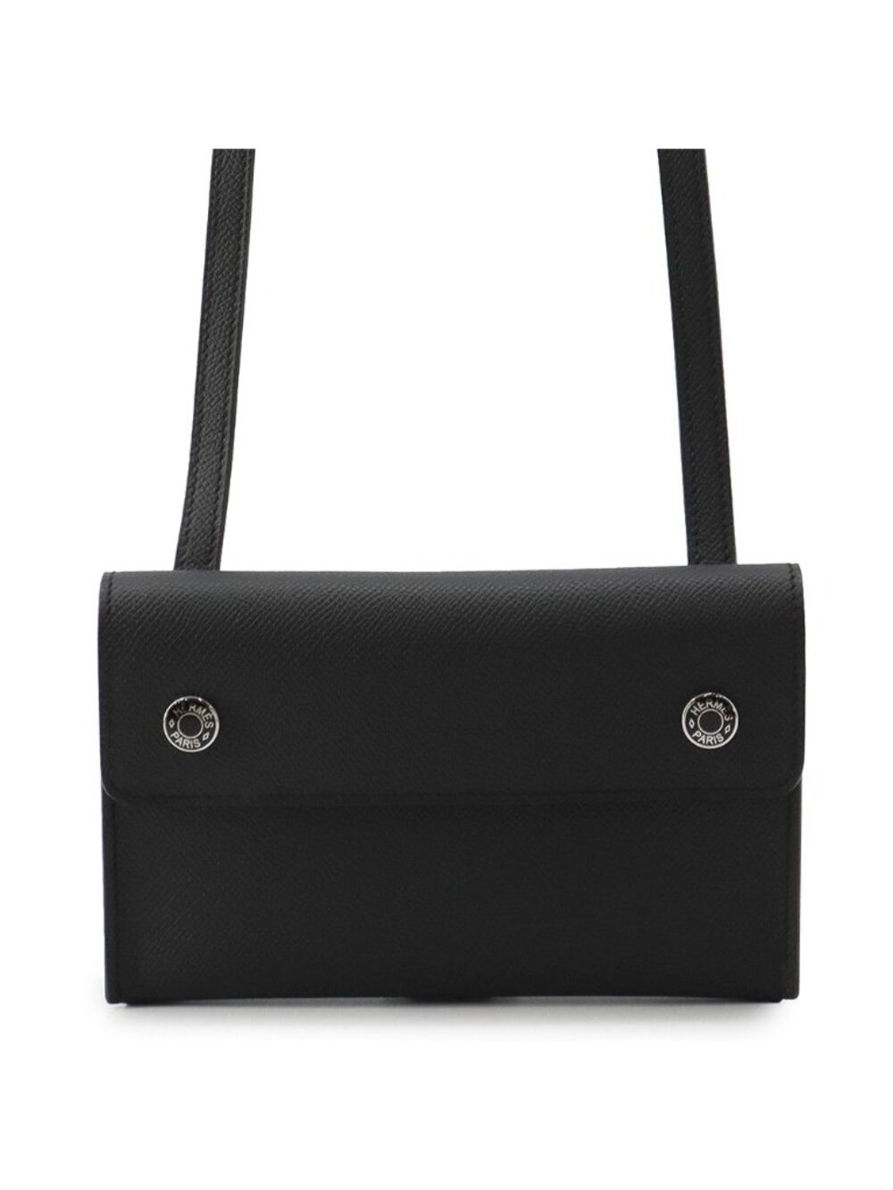 Hermes Wallet on Chain Nappe-to-Go Black Silver Lacquer Epsom Shoulder Bag